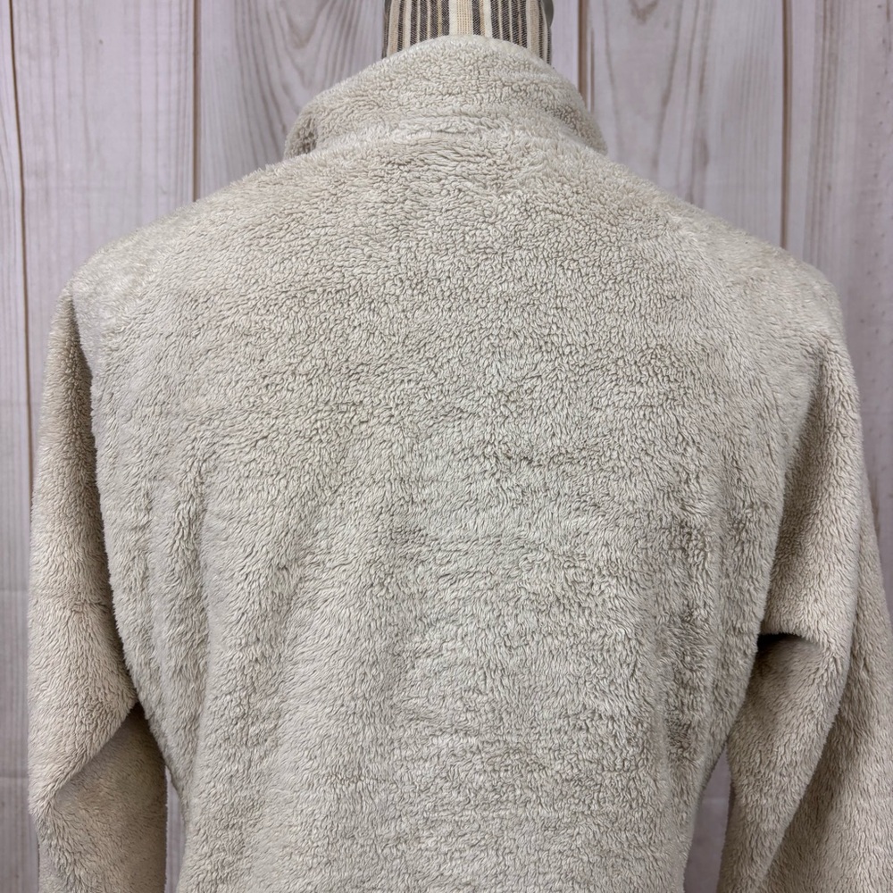The North Face 1/4 Zip Fleece Pullover Pouch Pocket Pop Collar Top Cream Size M - Picture 6 of 13